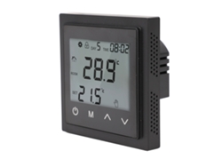 Termostato con pantalla táctil LED para calefacción doméstica.