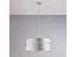 Lámpara colgante Mambo de hierro lacado blanco con cables de plata antigua y acero orientable. 3 luces, 120 mm de diámetro, BL157 3 Arg Belight.
