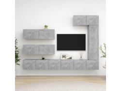 Conjunto de 7 piezas de muebles de TV de madera gris con derivados del cemento, DKD HOME DECOR