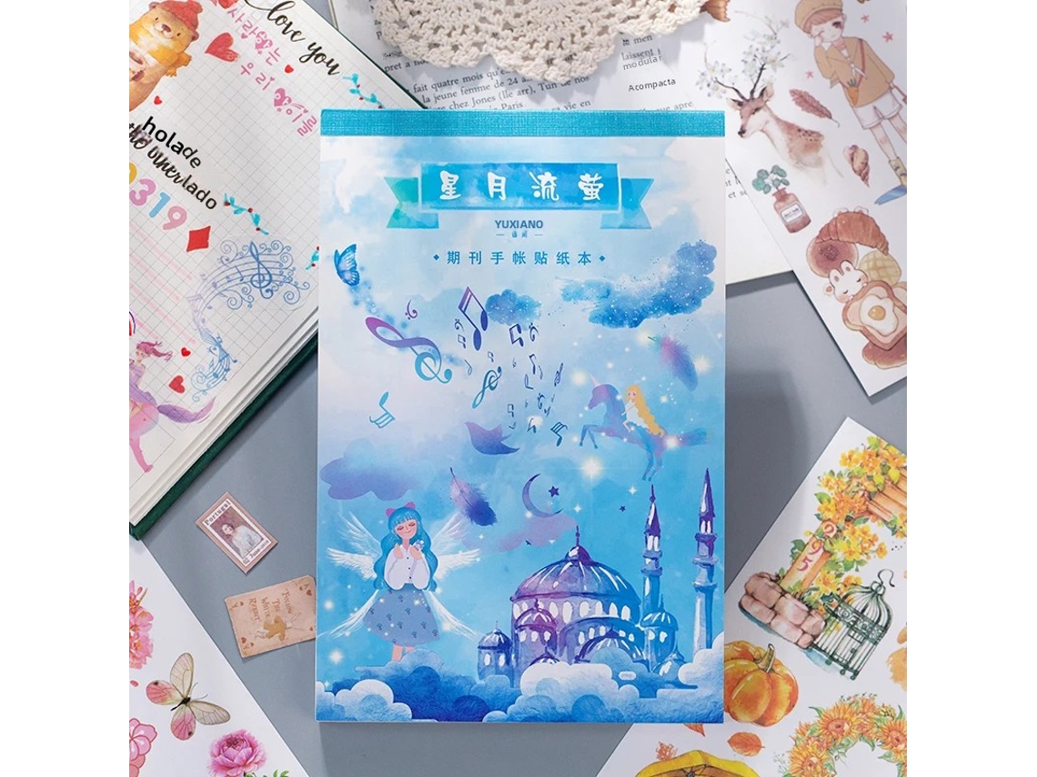 Libro de pegatinas de papel washi con 50 hojas, ideal para cuadernos de arte, decoraciones conmemorativas y pizarras blancas. MDUG (estilo C)