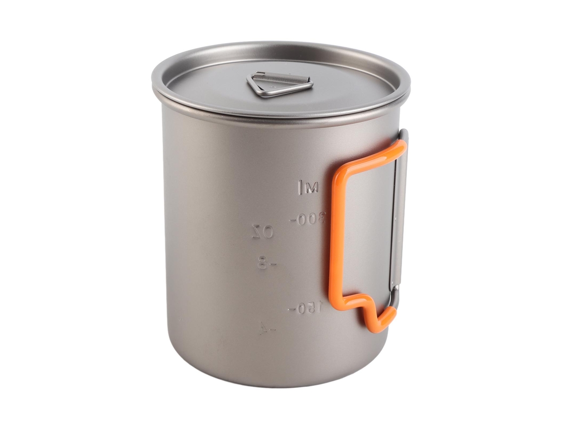 Taza De Camping Apilable De Titanio Con Asa Plegable Para Viajes Y Uso Al Aire Libre, 450 Ml.