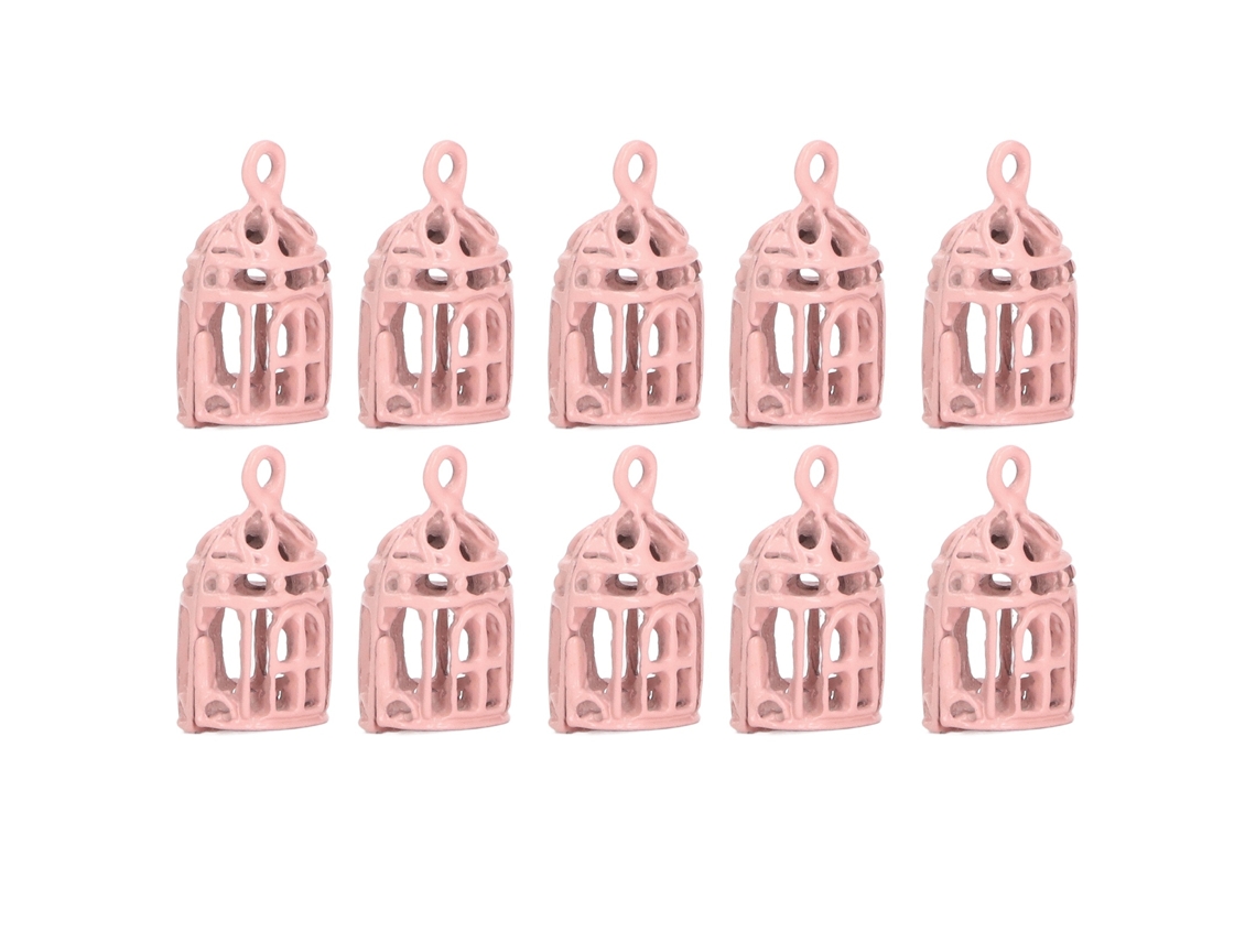 10 Jaulas Miniatura De Acero Inoxidable Para Pájaros Para Casas De Muñecas 1/12 1/6 Rosa