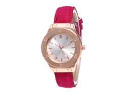 Reloj De Pulsera Unisex De Cuarzo Con Correa De Piel Sintética, Estilo Moderno, Rosa Y Rojo.