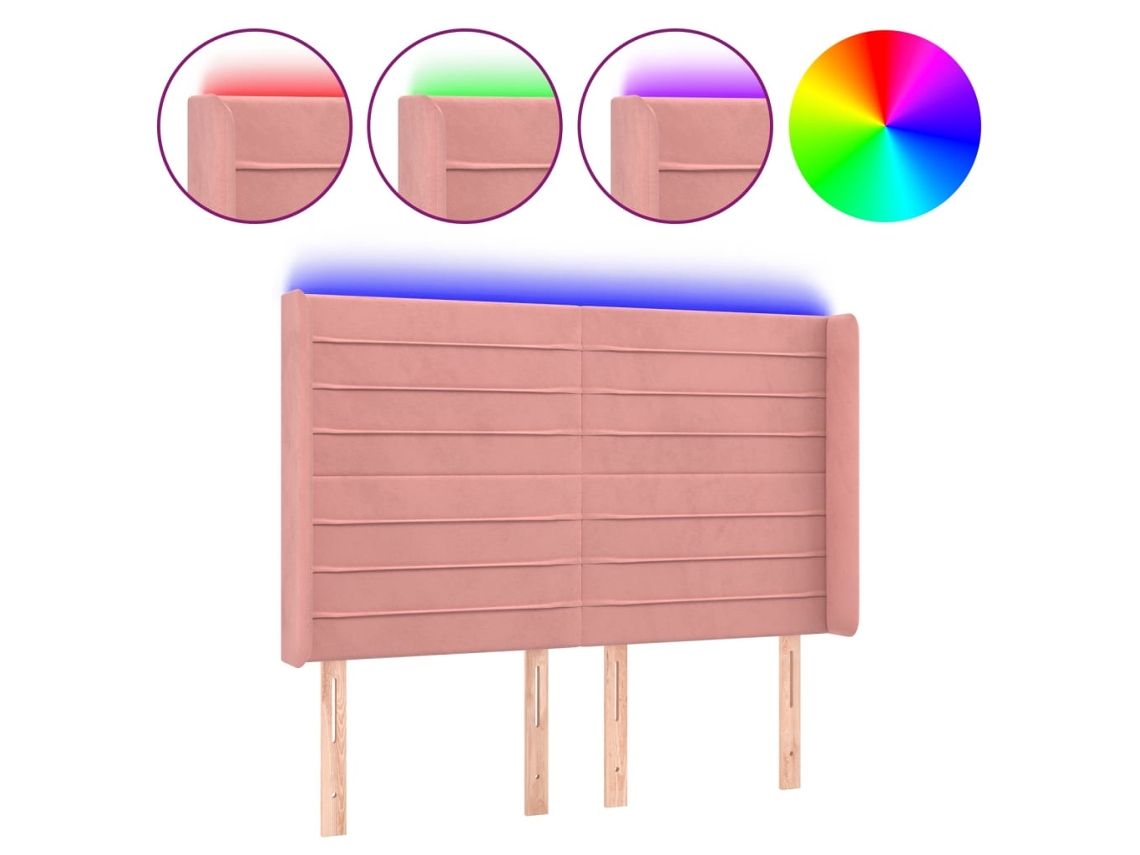 Maison Exclusive - Cabecero Con Led De Terciopelo Rosa 147x16x118/128 Cm