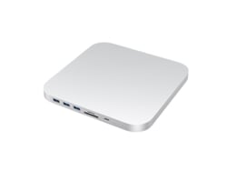 Estación de acoplamiento USB C Yizhood para Mac Mini M1/m2 M.2 SSD HDD USB C 2 DP SD/TF plateado