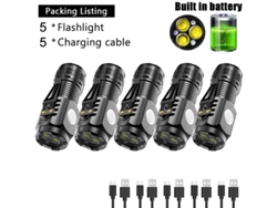 Mini linterna superpotente de tres luces, luz potente, portátil, recargable, ideal para uso diario e iluminación de emergencia. Aeuzwr