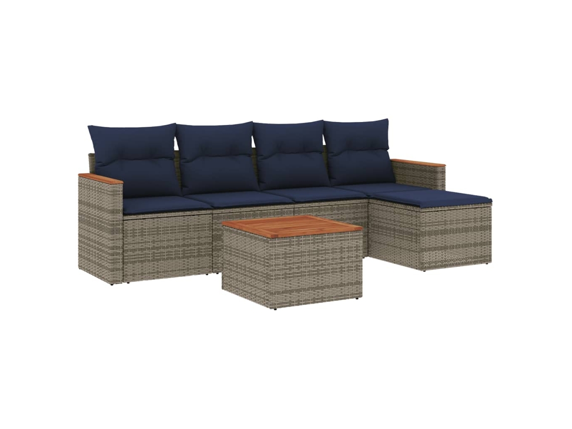 Maison Exclusive - Conjunto De Sofá De Jardín De 6 Piezas Con Cojines, Poliratán Gris