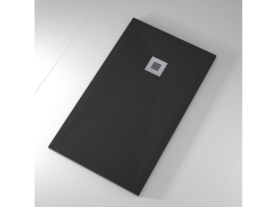 Plato De Ducha Pizarra Onda Negro 100x210 Cm Rejilla Inox Rejilla Acero Inox.