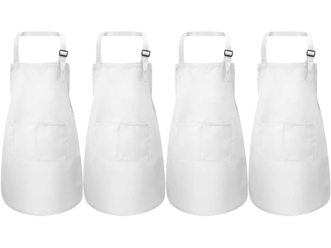 MEOIRUERY Delantal de polialgodón para jóvenes chefs, ajustable con 2 bolsillos, resistente al agua y al aceite, ideal para cocinar, pintar y hornear, apto para