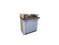 Módulo encimera gas CAMPING - Módulo encimera con encimera gas, realizado en ladrillo gris y hormigón pintado de blanco - 85,5x57x101cm NESH