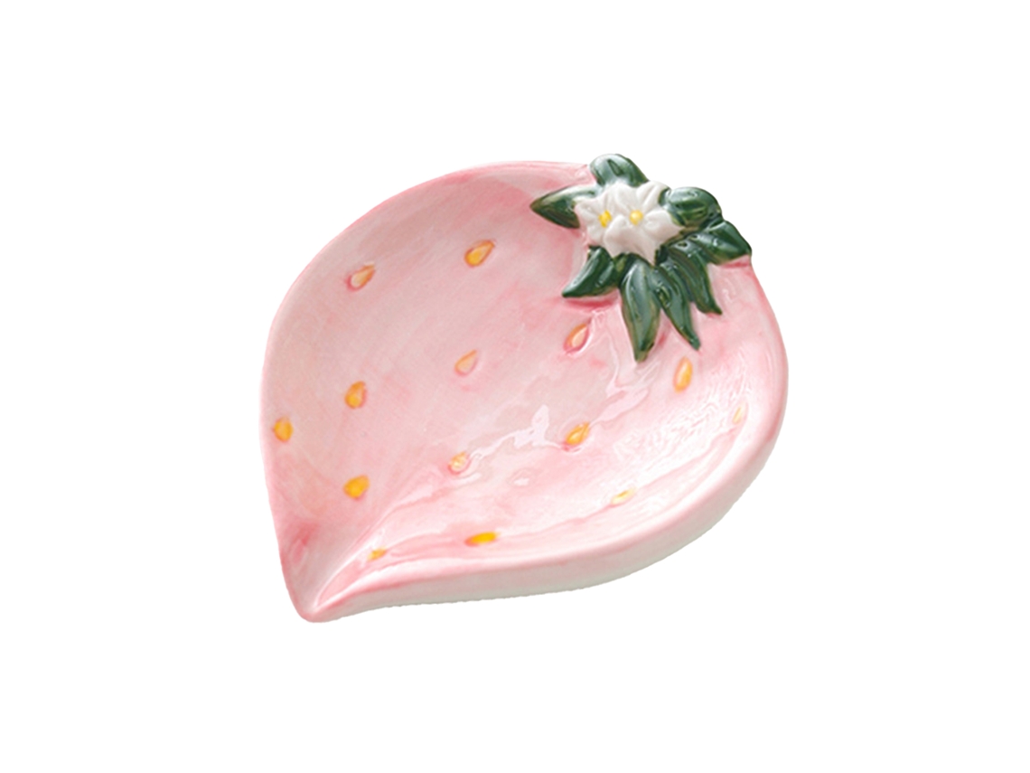 Jabonera ligera de cerámica con diseño de hierba rosa para baño