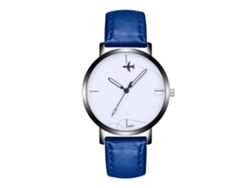 Reloj De Pulsera De Cuero Moda Dial Redondo Analógico Cuarzo Azul Zafiro
