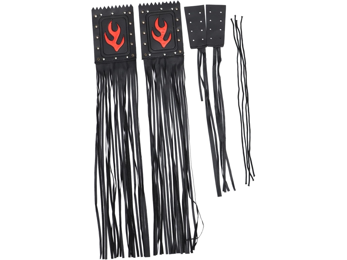 Par De Pompons Pretos De Pu Para Guidão De Motocicleta.