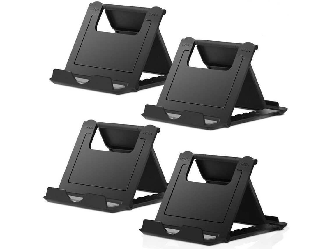 Soporte Para Teléfono Móvil, 4 Unidades, Soporte Universal Plegable Para Tablet, Soporte De Escritorio Compacto Multiángulo, Metal Negro, 4 Piezas