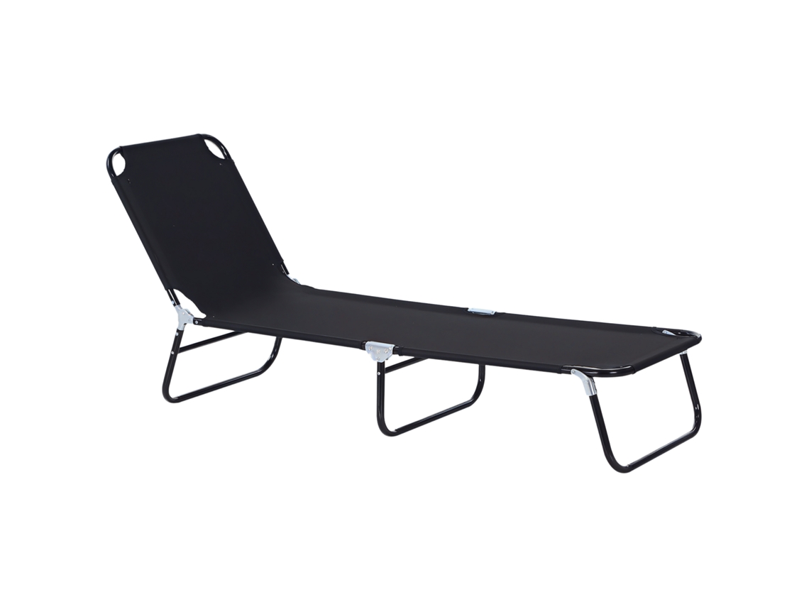 Tumbona Plegable Reclinable 5 Posiciones, 120kg, 188x56x28cm, Negro