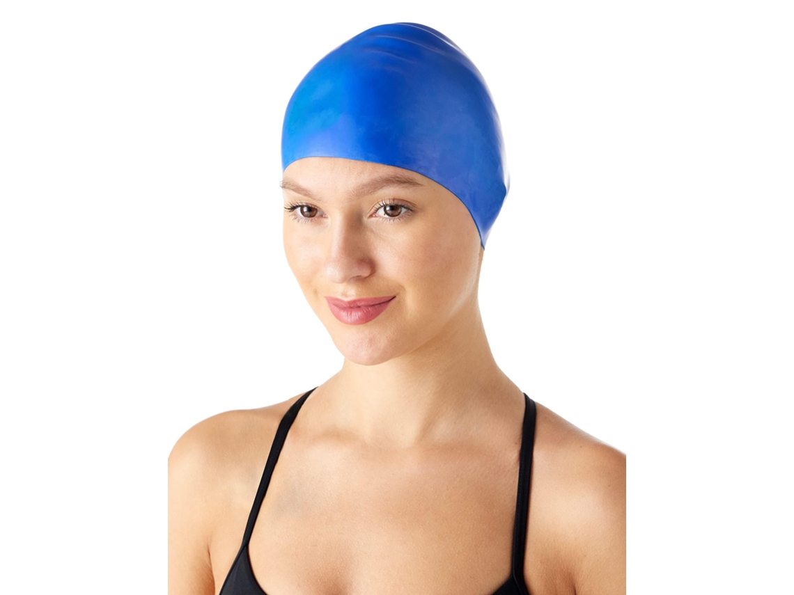 Gorro de natación básico de silicona, unisex, azul.