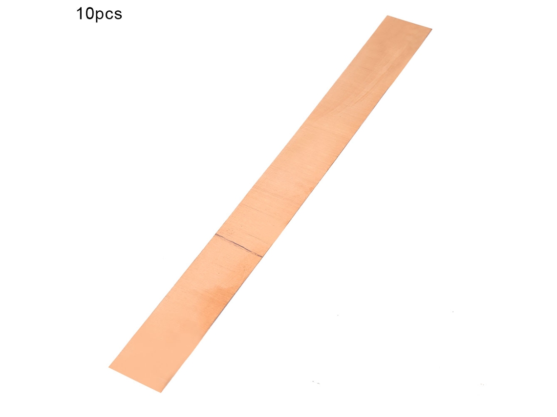 10 Láminas De Cobre De Alta Pureza (99,999%) De 0,1 Mm X 20 Mm X 200 Mm.