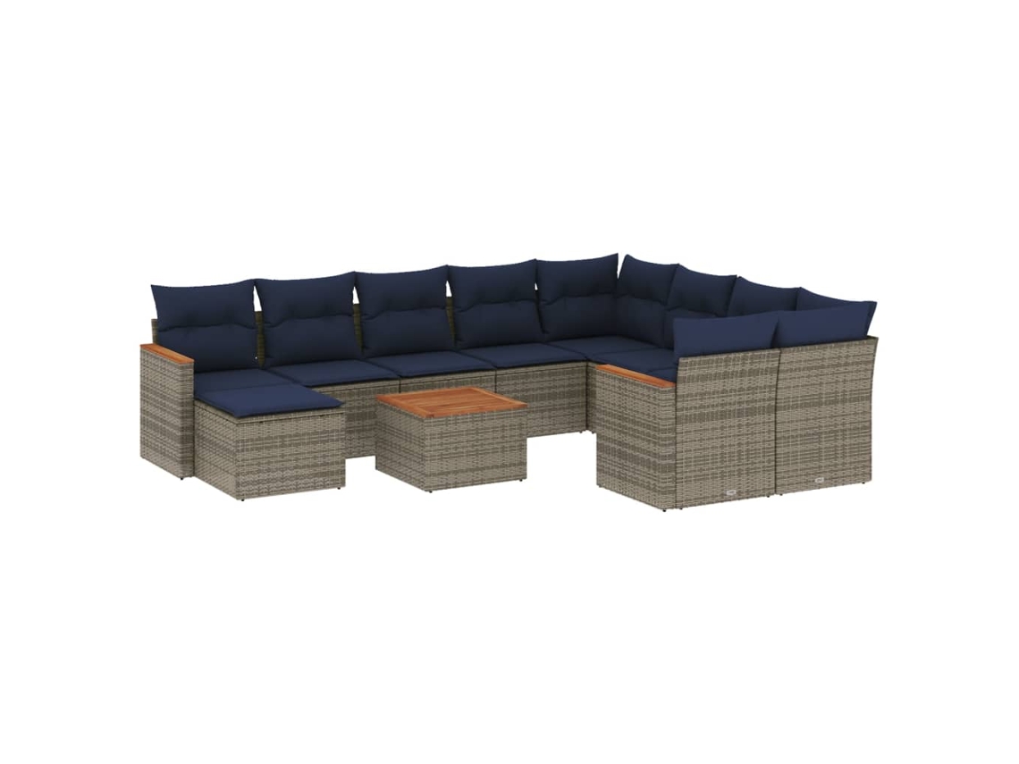 Maison Exclusive - Conjunto De Sofá De Jardín De 11 Piezas Con Cojines, Poliratán Gris