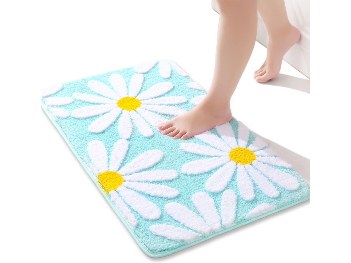 Alfombrilla De Baño Antideslizante Daisy, Suave Y Absorbente (verde/50x80cm) Gertiz