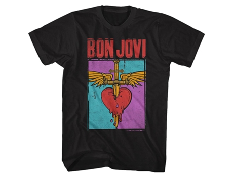 Camiseta ROCKINSTONE Bon Jovi con logotipo desgastado (XXXL)