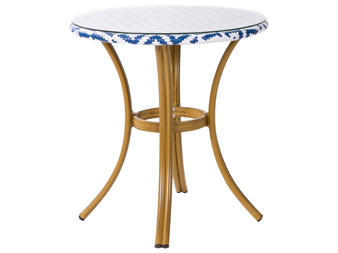 Mesa de jardín BELIANI Rifreddo de Ratán sintético Natural 70x70x76