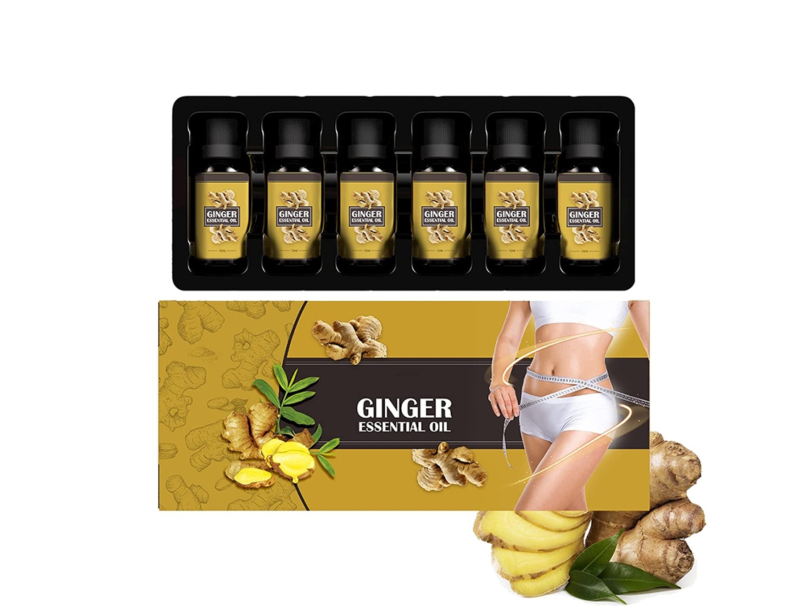 Aceite Esencial para Vientre 6 Unidades 10ml Drenante y Reafirmante Hidratante Reductor Masaje para Abdomen y Piernas