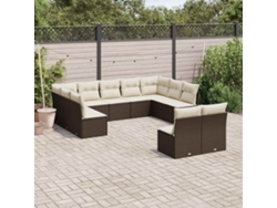 Conjunto de sofá de jardín de 11 piezas con cojines de mimbre marrón de DKD Home Decor