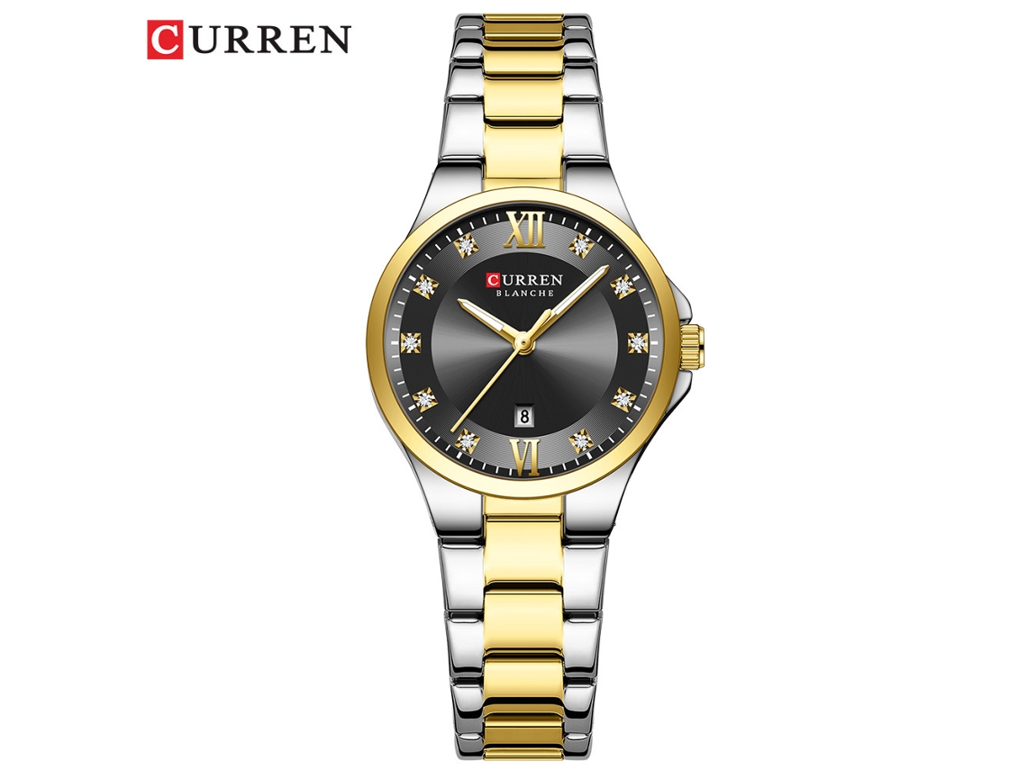 Reloj De Pulsera De Cuarzo Para Mujer, Elegante Y Con Pedrería, Resistente Al Agua Y Con Calendario.