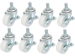 Rueda giratoria universal con freno y pasador roscado M10x15mm de 1,5 pulgadas, 8 piezas CHABERLU