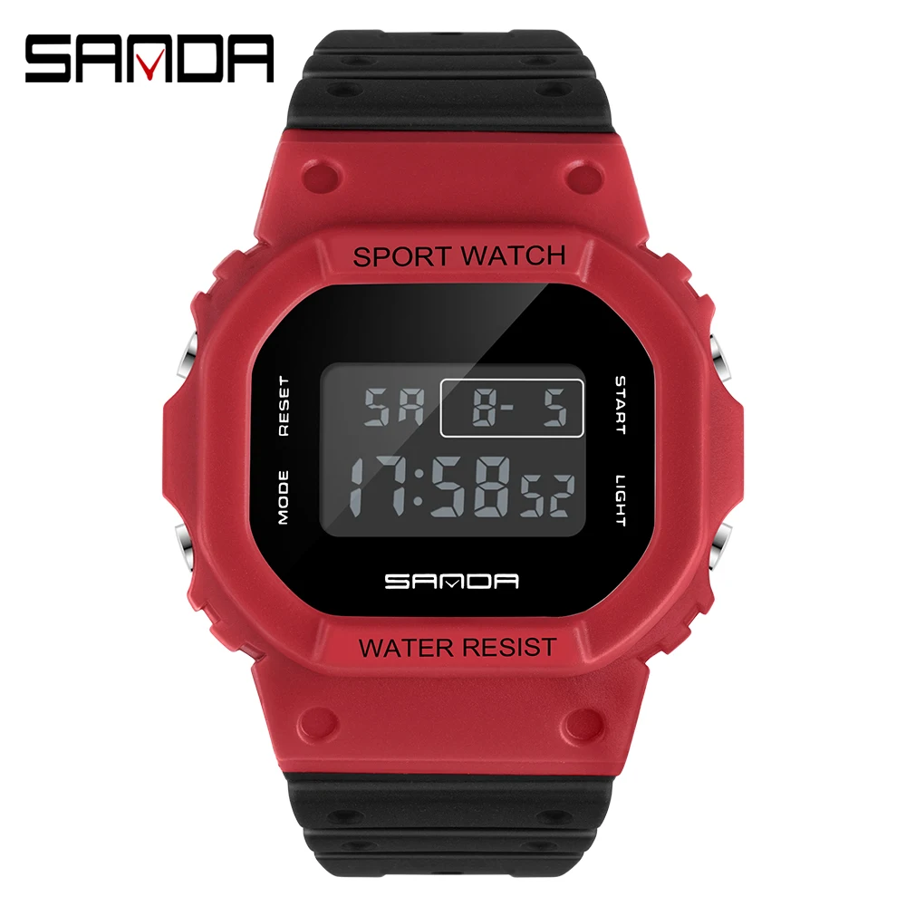 (correa Negra, Caja Roja) Reloj Digital, Resistente Al Agua, Unisex.