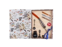 Pluma de pájaro con sello de acero inoxidable Vintagecera para escribir, regalo con caja