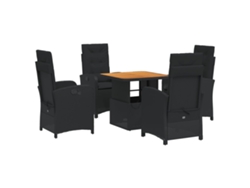 Maison Exclusive - Set De Muebles Jardín 5 Pzas Con Cojines Ratán Sintético Negro