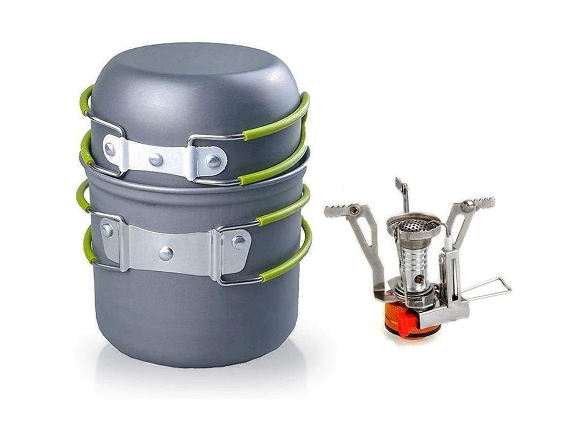 2026-set De Cocina Para Camping: Olla, Taza Y Estufa Portátil Plegable De Aluminio Resistente Al Calor