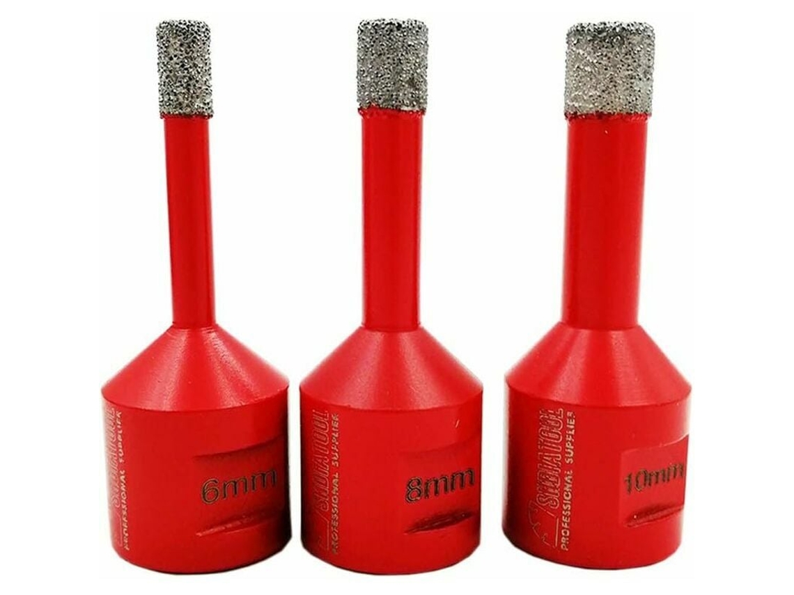 VVJIJILLY Brocas De Diamante 3pcs 6mm/8mm/10mm Com Rosca M14 Para Perfuração Seca Em Porcelanato, Granito E Mármor, Brocas De Solda A Vácuo