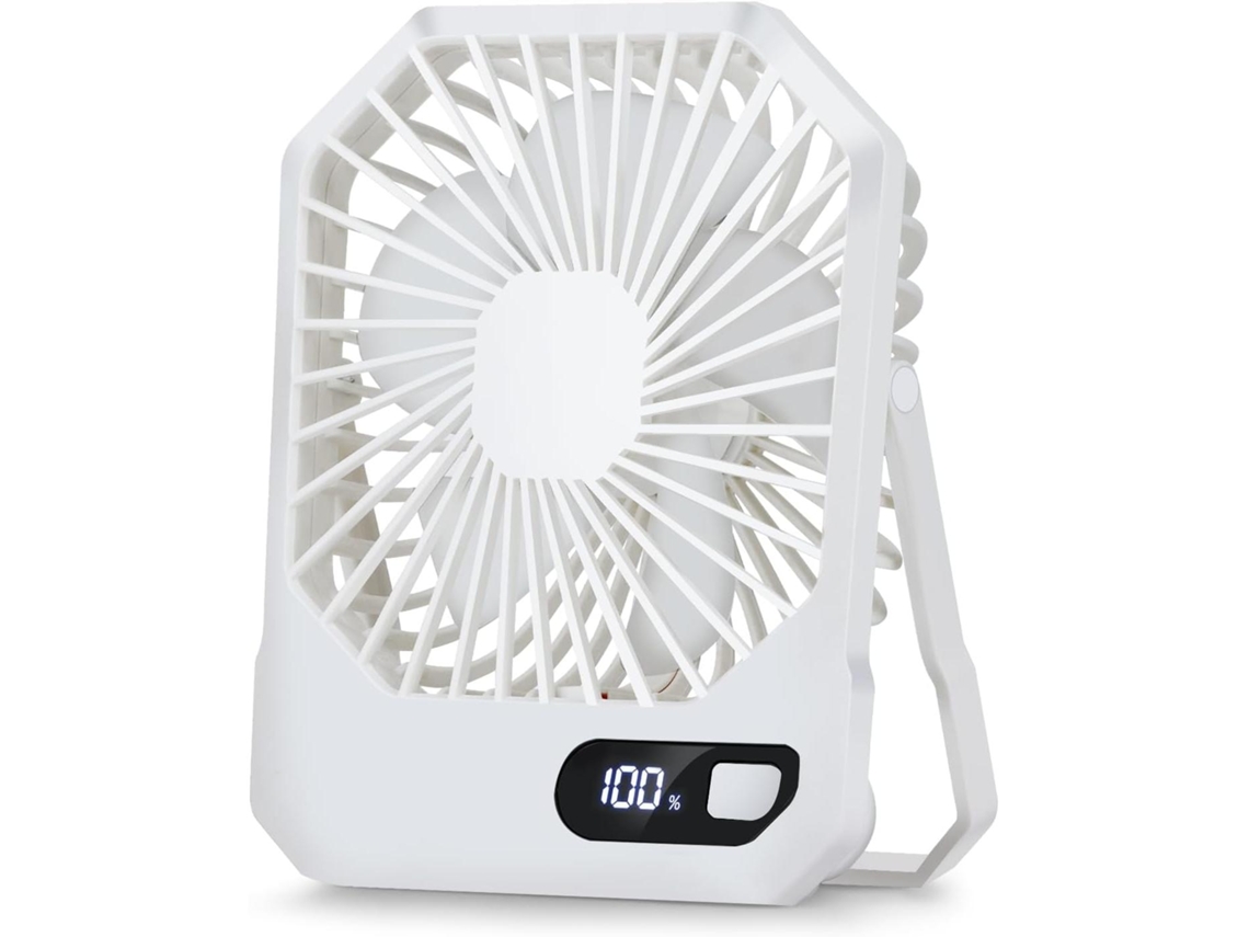 Ventilador De Escritorio - Recargable Por Usb - 2600 Mah - Plegable 180° - 3 Velocidades - Indicador De Nivel De Batería