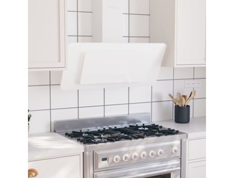 vidaXL Campana extractora acero inoxidable vidrio templado blanco 90cm