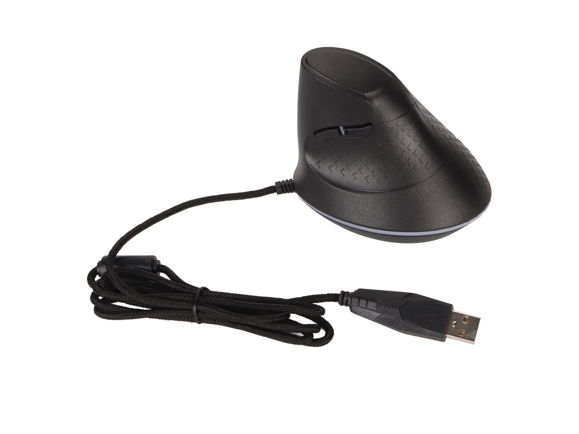 Ratón vertical ergonómico con cable y diseño RGB programable.
