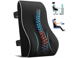 Cojín de apoyo lumbar para silla de oficina, cojín para silla, alivia el dolor de espalda y mejora la postura (negro)