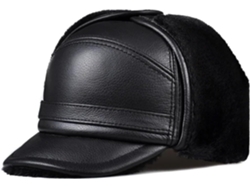 Gorro Bomber De Cuero Auténtico Para Hombre, Protección Cálida Para Las Orejas, Forro Sintético.