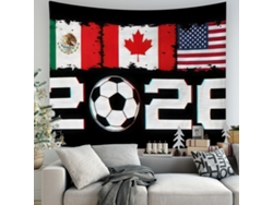 Tapiz de pared con las banderas del Mundial 2026 (México, EE. UU., Canadá), decorativo, 180x230cm, STELASPLEN