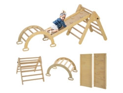 Triángulo de escalada, estructura de madera plegable, equipo de juego versátil, color caqui.