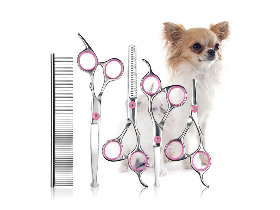 Juego De Tijeras Profesionales Para Peluquería Canina Con 6 Piezas, Acero Inoxidable, Seguridad, Punta Redondeada