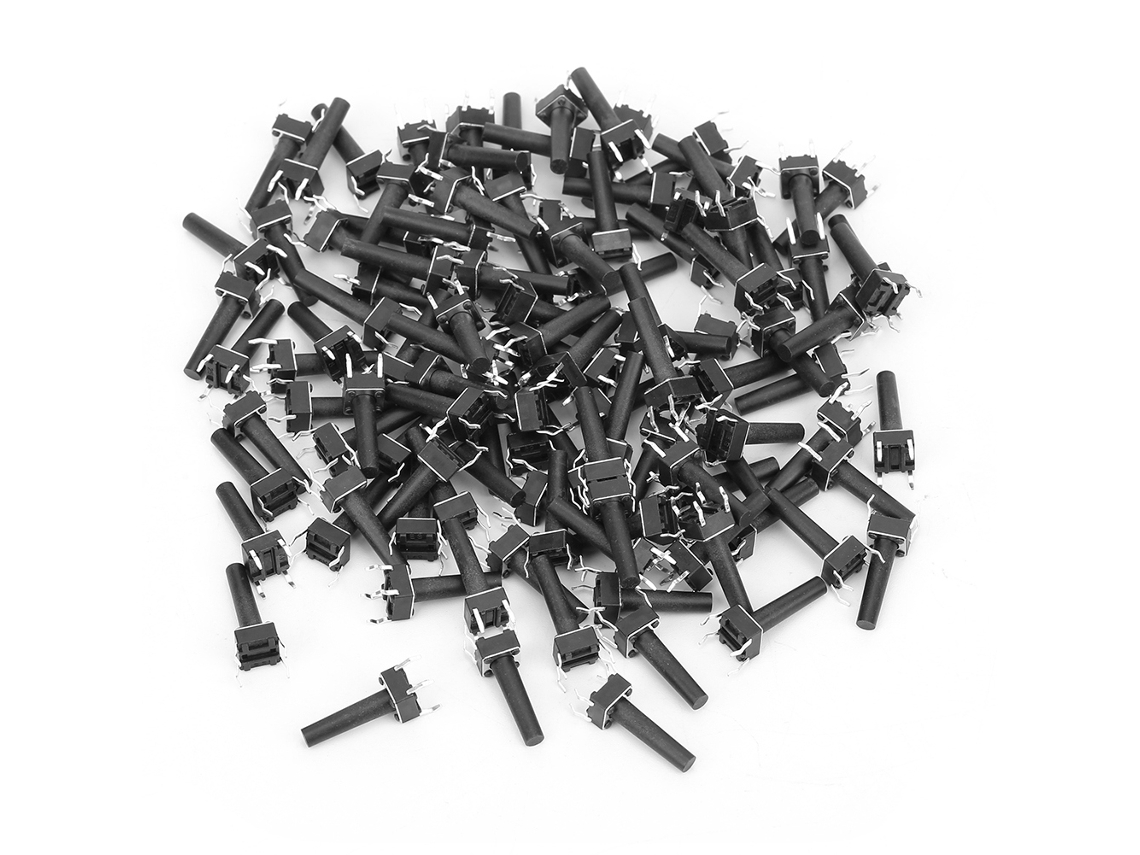100 Unidades De Micropulsadores Táctiles Momentáneos Industriales Sensibles De 6x6x17 Mm