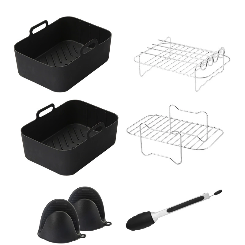 Accesorios para freidora de aire con revestimiento de silicona para parrilla de vapor, juego de 6 piezas Siurn