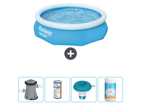 Piscina hinchable redonda Fast Set BESTWAY - 305 x 76 cm - Azul - Bomba incluida Filtrar - flotador de cloro - Cloro