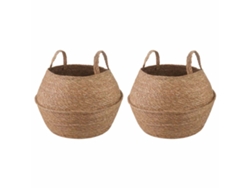 Maceta Vidaxl con asas, 2 unidades, natural, Ø 45 x 36 cm, 100 % hierba marina.