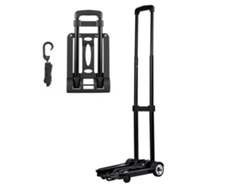 Carretilla plegable Succebuy con 2 ruedas y cuerda, capacidad de carga 49,9 kg, color negro