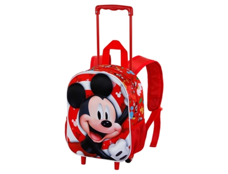 Mickey Mouse Twirl Mochila 3D con Ruedas Pequeña, Rojo KARACTERMANIA