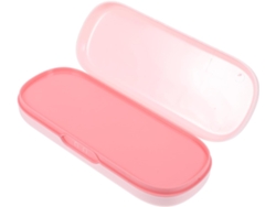 Estuche de lápices de doble capa y gran capacidad, fabricado en plástico práctico y duradero, de color rosa robot.