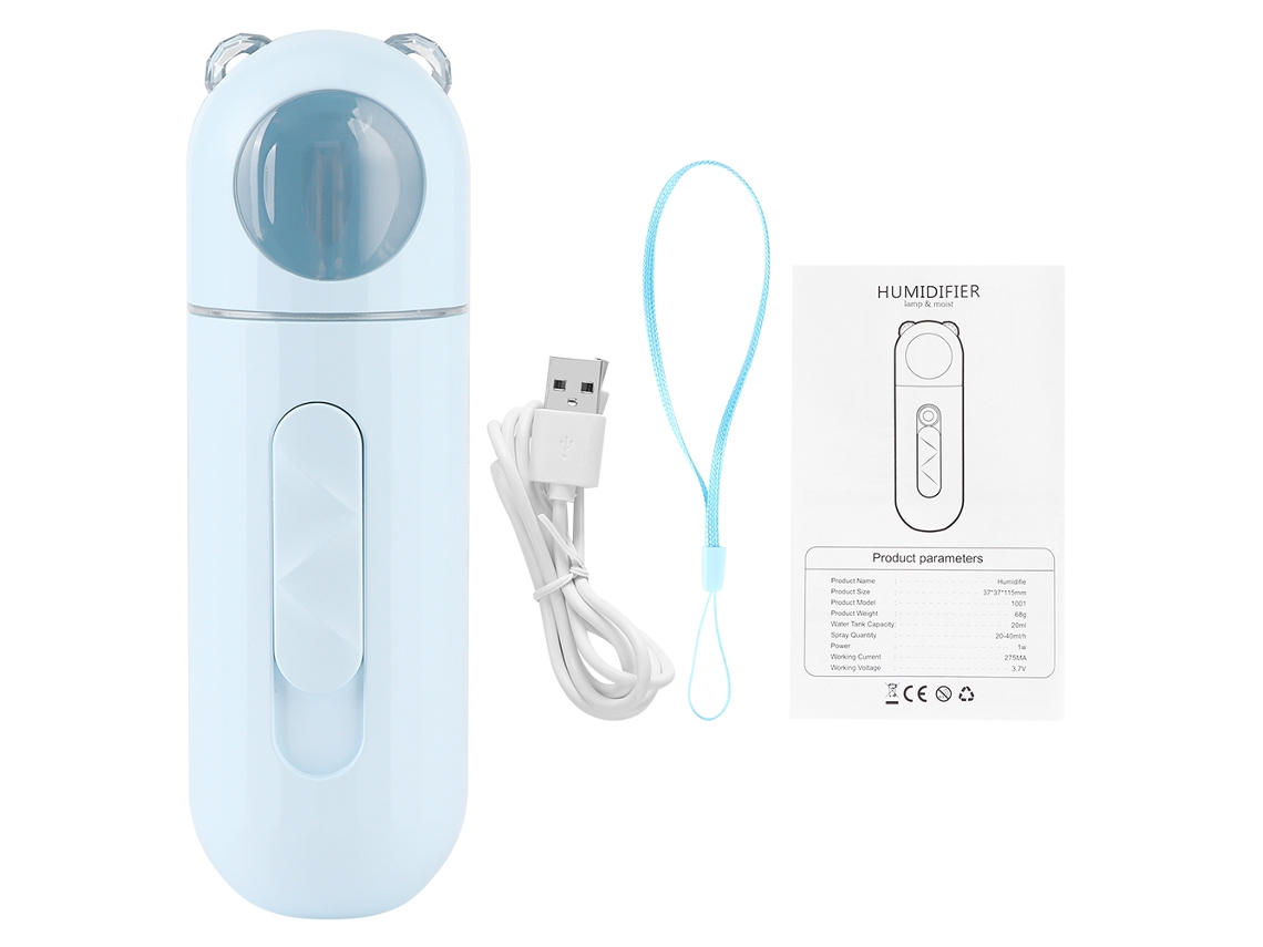 Mini humidificador portátil recargable por USB, pulverizador de agua hidratante para rostro.